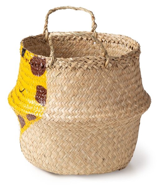 Dětský koš na hračky z mořské trávy ve žluto-přírodní barvě ø 30x28 cm Giraffe – Compactor