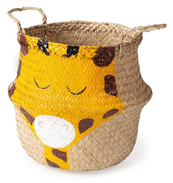 Dětský koš na hračky z mořské trávy ve žluto-přírodní barvě ø 30x28 cm Giraffe – Compactor