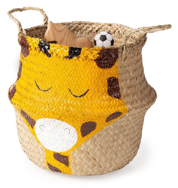 Dětský koš na hračky z mořské trávy ve žluto-přírodní barvě ø 30x28 cm Giraffe – Compactor