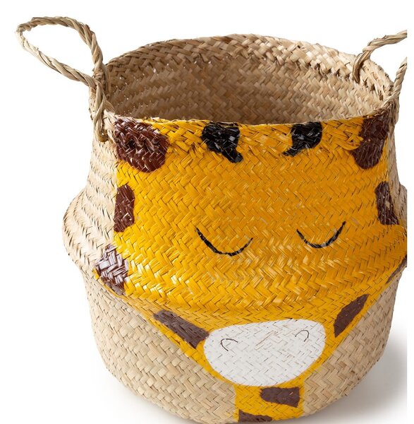 Dětský koš na hračky z mořské trávy ve žluto-přírodní barvě ø 30x28 cm Giraffe – Compactor