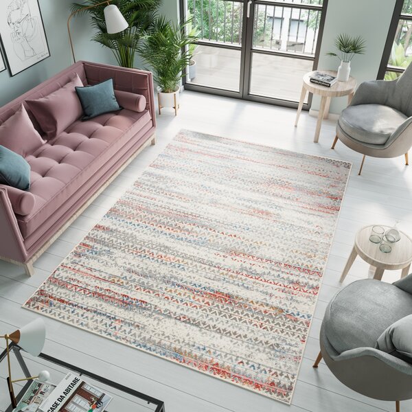Makro Abra Moderní kusový koberec PORTLAND G494C bílý červený Rozměr: 80x150 cm
