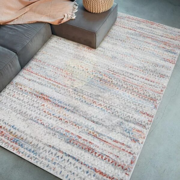 Makro Abra Moderní kusový koberec PORTLAND G494C bílý červený Rozměr: 80x150 cm
