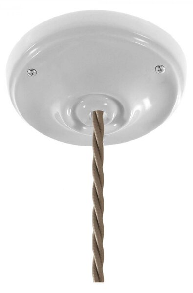 Creative cables Závěsná lampa se spirálovým textilním kabelem a bílými detaily z porcelánu Barva: Bílá-Tc43