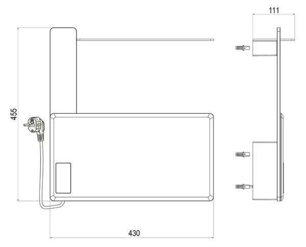 Mereo, Mereo Elektrický sušák ručníků, 1 modul, bílý, MER-MT80W