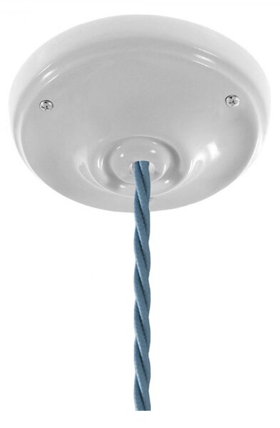 Creative cables Závěsná lampa se spirálovým textilním kabelem a bílými detaily z porcelánu Barva: Bílá-Tc43