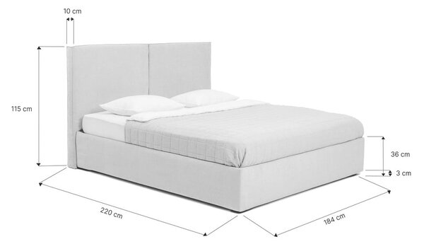 Modrá čalouněná dvoulůžková postel s úložným prostorem s roštem 180x200 cm Thessa Bold – Bonami Selection