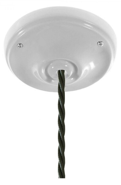 Creative cables Závěsná lampa se spirálovým textilním kabelem a bílými detaily z porcelánu Barva: Bílá-Tc43