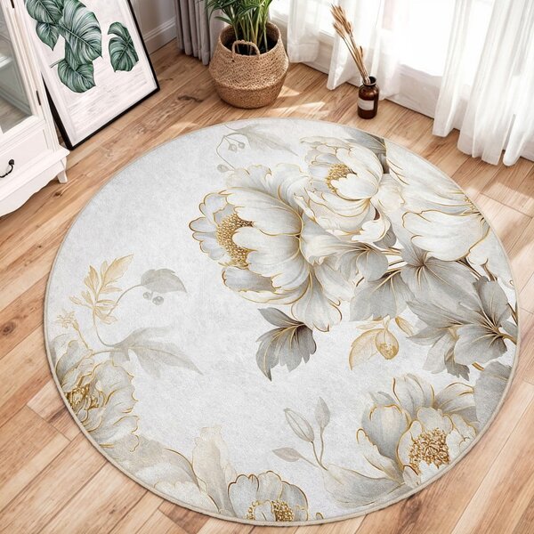 Pratelný kulatý koberec ve světle šedé a béžové barvě ø 80 cm Soft and Gentle – Mila Home
