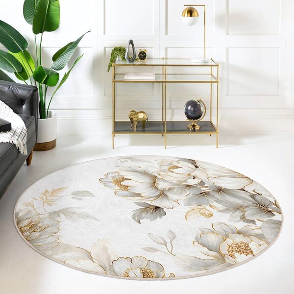 Pratelný kulatý koberec ve světle šedé a béžové barvě ø 80 cm Soft and Gentle – Mila Home