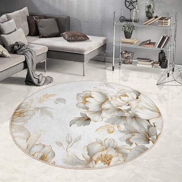 Pratelný kulatý koberec ve světle šedé a béžové barvě ø 80 cm Soft and Gentle – Mila Home