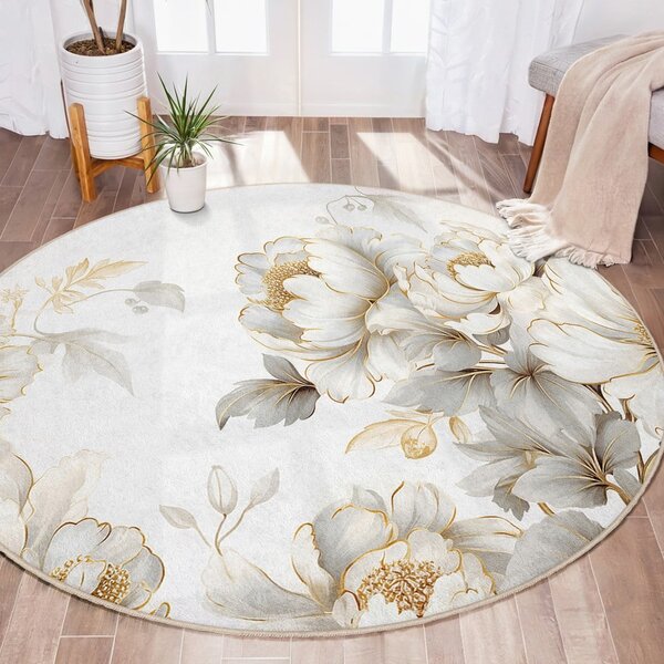 Pratelný kulatý koberec ve světle šedé a béžové barvě ø 80 cm Soft and Gentle – Mila Home