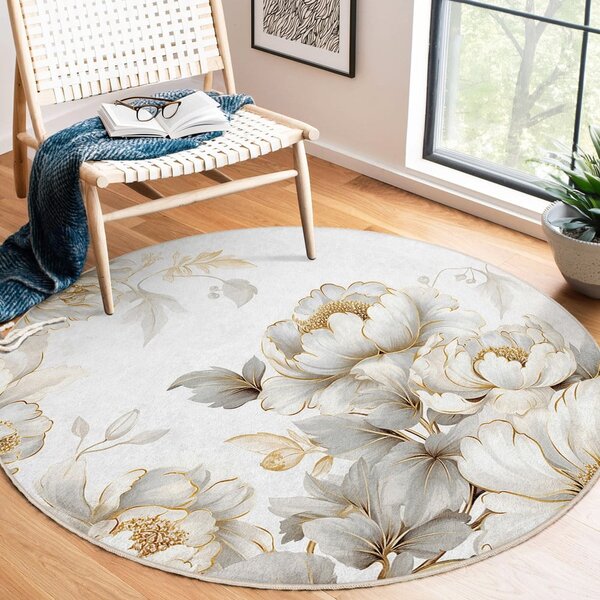 Pratelný kulatý koberec ve světle šedé a béžové barvě ø 80 cm Soft and Gentle – Mila Home