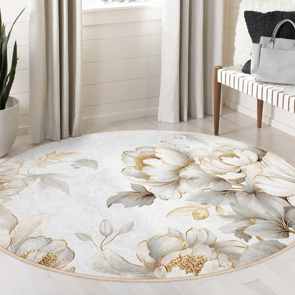 Pratelný kulatý koberec ve světle šedé a béžové barvě ø 80 cm Soft and Gentle – Mila Home