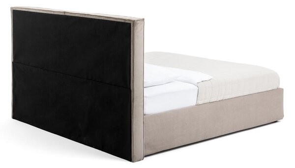 Čalouněná dvoulůžková postel taupe s úložným prostorem s roštem 160x200 cm Thessa Bold – Bonami Selection