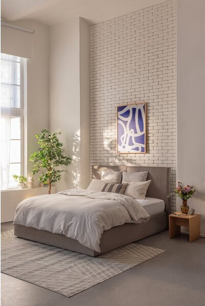 Čalouněná dvoulůžková postel taupe s úložným prostorem s roštem 160x200 cm Thessa Bold – Bonami Selection