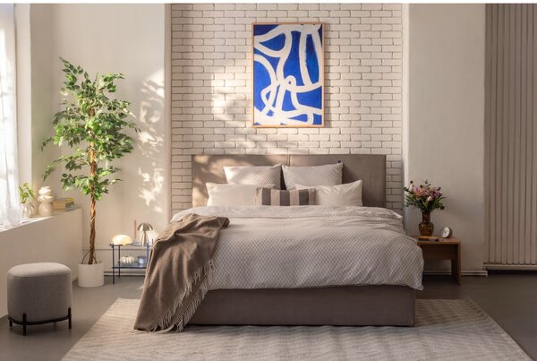 Čalouněná dvoulůžková postel taupe s úložným prostorem s roštem 160x200 cm Thessa Bold – Bonami Selection