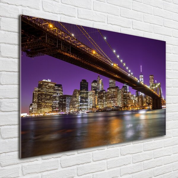 Foto obraz skleněný horizontální Manhattan noc osh-81069964