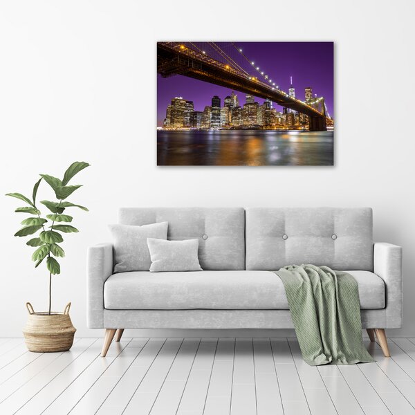 Foto obraz skleněný horizontální Manhattan noc osh-81069964