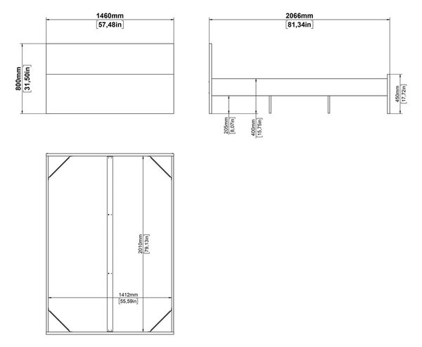 Dvoulůžková postel v dekoru dubu bez roštu 140x200 cm v přírodní barvě Naia – Tvilum