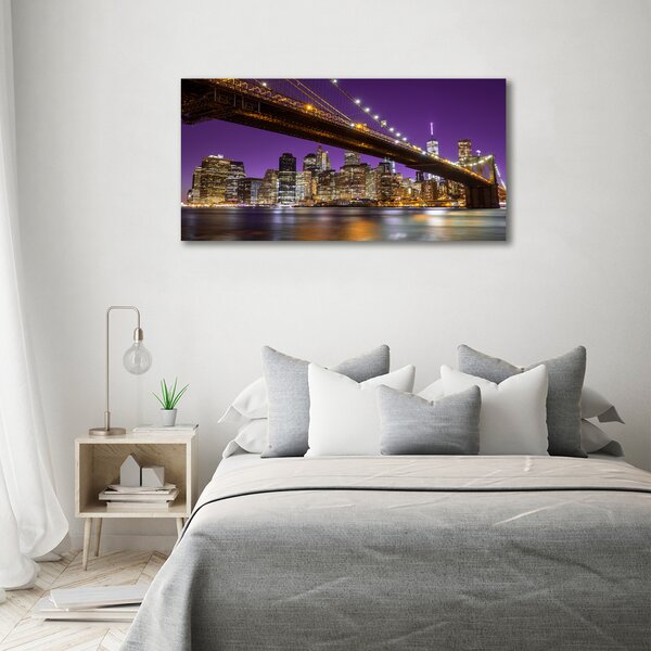 Foto obraz skleněný horizontální Manhattan noc osh-81069964