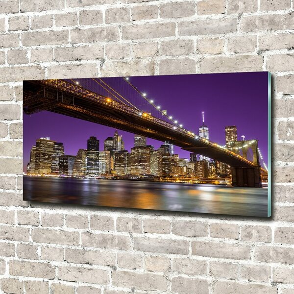 Foto obraz skleněný horizontální Manhattan noc osh-81069964