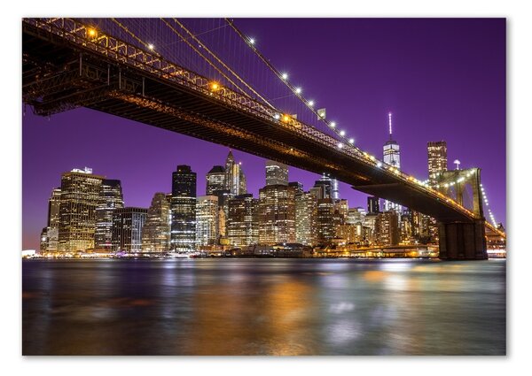 Foto obraz skleněný horizontální Manhattan noc osh-81069964
