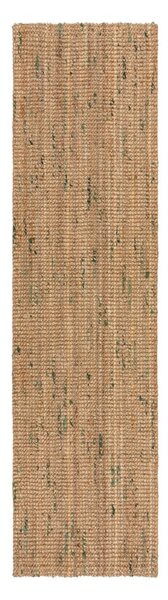Oboustranný ručně tkaný jutový běhoun v zeleno-přírodní barvě 60x230 cm Jute Boucle Green – Flair Rugs