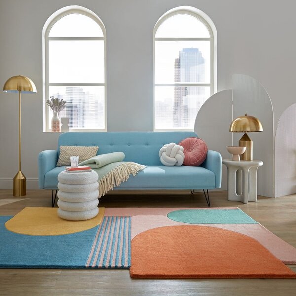 Modrý ručně tkaný vlněný koberec 120x180 cm Lozenge Bright Multi – Flair Rugs