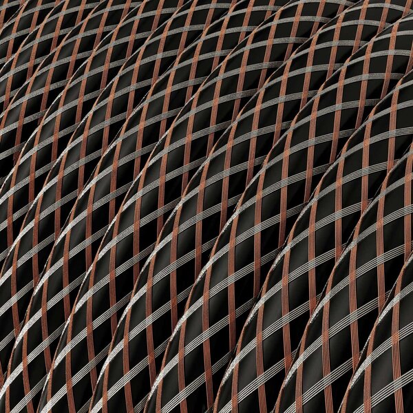 Creative cables Závěsná lampa s textilním kabelem, keramickým stínidlem a kovovými detaily Barva: Betonový efekt-bílá