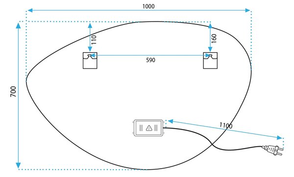 REA Nástěnné LED zrcadlo s reproduktorem Fog 100 cm stříbrné