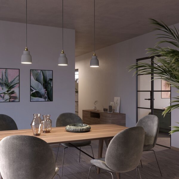 Creative cables Závěsná lampa s textilním kabelem, keramickým stínidlem tvaru vázy s kovovými detaily Barva: Rezavý efekt-bílá