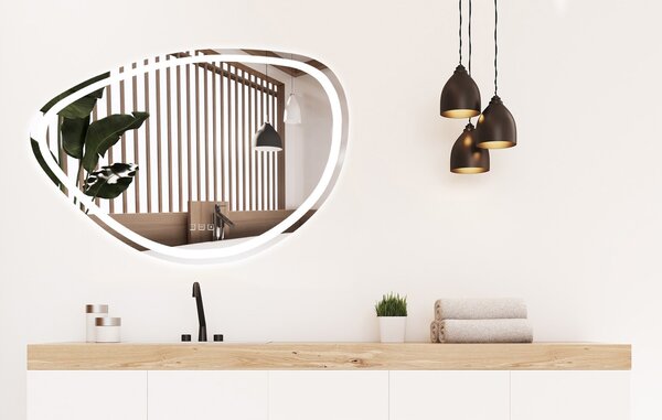 REA Nástěnné LED zrcadlo s reproduktorem Fog 100 cm stříbrné