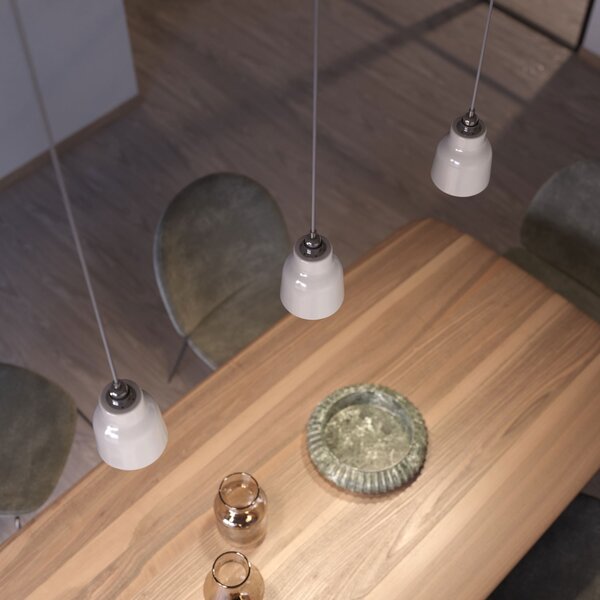 Creative cables Závěsná lampa s textilním kabelem, keramickým stínidlem tvaru vázy s kovovými detaily Barva: Krémová strukturovaná-bílá