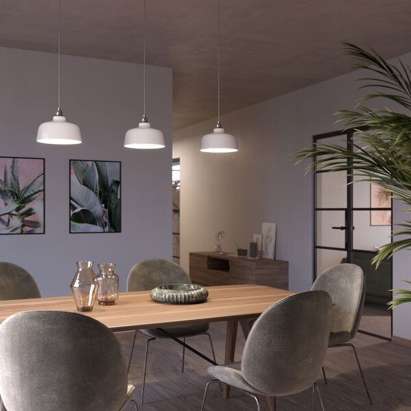 Creative cables Závěsná lampa s textilním kabelem, keramickým stínidlem tvaru misky s kovovými detaily Barva: Rezavý efekt-bílá
