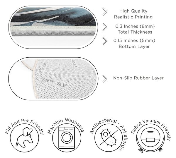 Modrý pratelný kulatý koberec ø 80 cm Golden Leaves – Mila Home