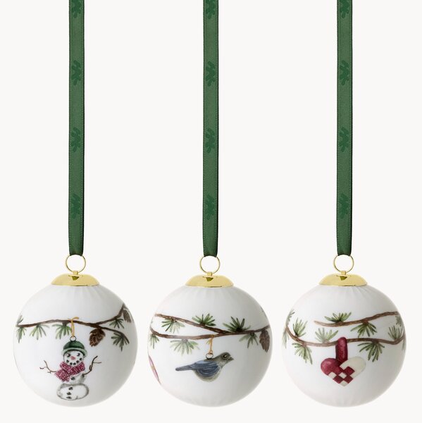 Sada vánočních ozdob z porcelánu Hammershøi, 3 díly