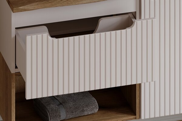 Comad Závěsná skříňka Nova Cashmere Sky se zápustným umyvadlem 80 cm kašmírová
