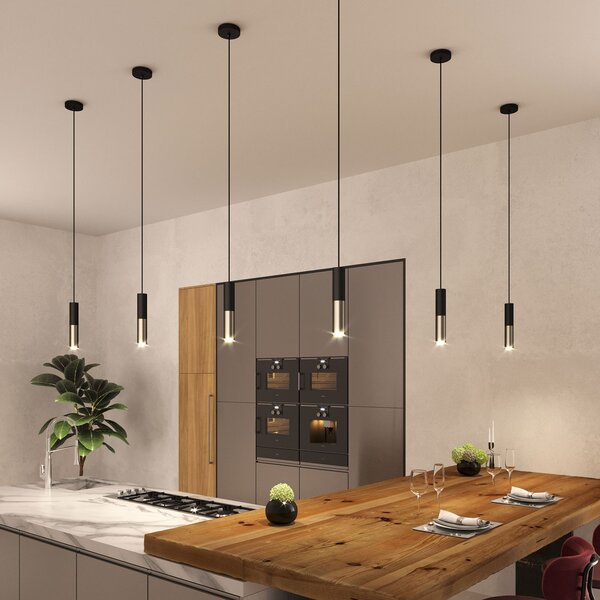 Creative cables Závěsná lampa doplněná o textilní kabel a dvojité stínidlo Tub-E14 Barva: Matná bílá-matná měď