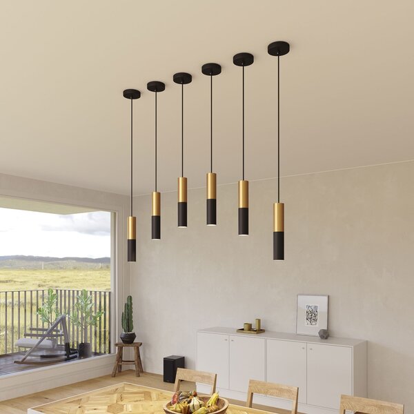 Creative cables Závěsná lampa doplněná o textilní kabel a dvojité stínidlo Tub-E14 Barva: Matná bílá-matná měď