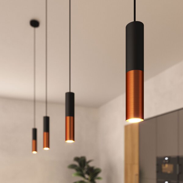 Creative cables Závěsná lampa doplněná o textilní kabel a dvojité stínidlo Tub-E14 Barva: Matná bílá-matná měď