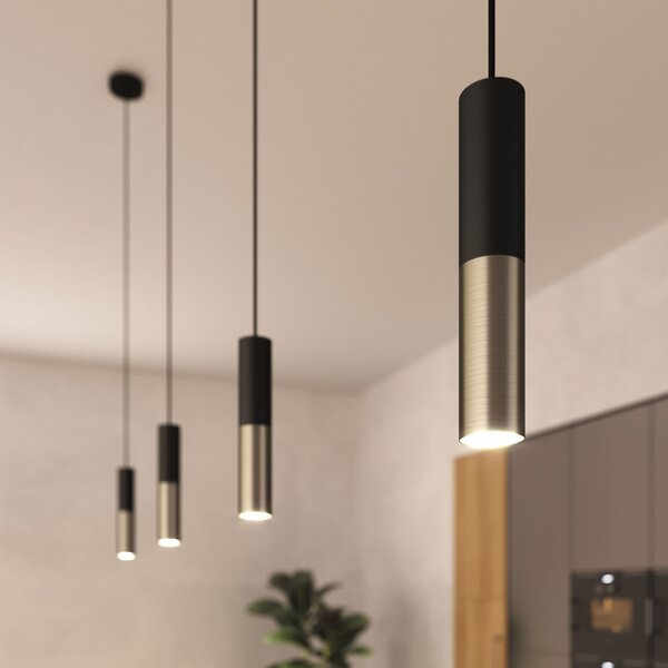 Creative cables Závěsná lampa doplněná o textilní kabel a dvojité stínidlo Tub-E14 Barva: Matná bílá-matná měď