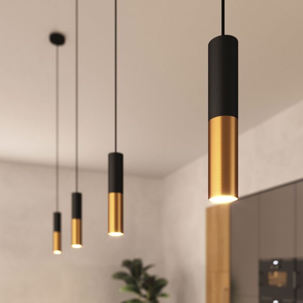 Creative cables Závěsná lampa doplněná o textilní kabel a dvojité stínidlo Tub-E14 Barva: Matná bílá-matná měď