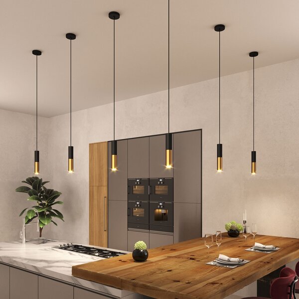 Creative cables Závěsná lampa doplněná o textilní kabel a dvojité stínidlo Tub-E14 Barva: Matná bílá-matná měď