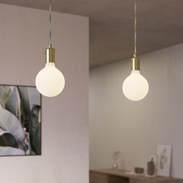 Creative cables Závěsná lampa se 2 světly, s obdélníkovým XXL baldachýnem Rose-one, textilním kabelem a kovovými komponenty Barva: Matný bílý dibond