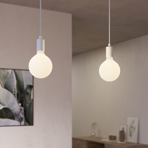 Creative cables Závěsná lampa se 2 světly, s obdélníkovým XXL baldachýnem Rose-one, textilním kabelem a kovovými komponenty Barva: Matný bílý dibond
