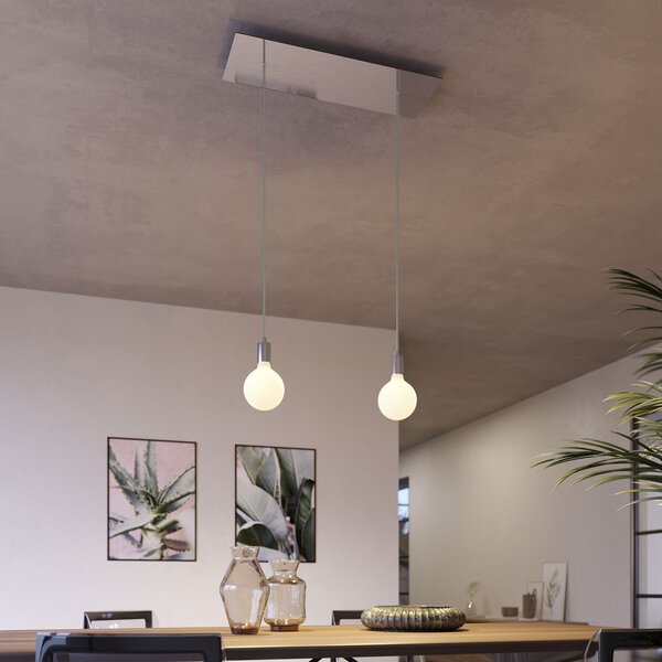 Creative cables Závěsná lampa se 2 světly, s obdélníkovým XXL baldachýnem Rose-one, textilním kabelem a kovovými komponenty Barva: Matný bílý dibond