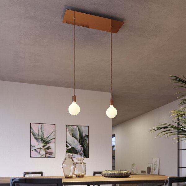Creative cables Závěsná lampa se 2 světly, s obdélníkovým XXL baldachýnem Rose-one, textilním kabelem a kovovými komponenty Barva: Matný bílý dibond