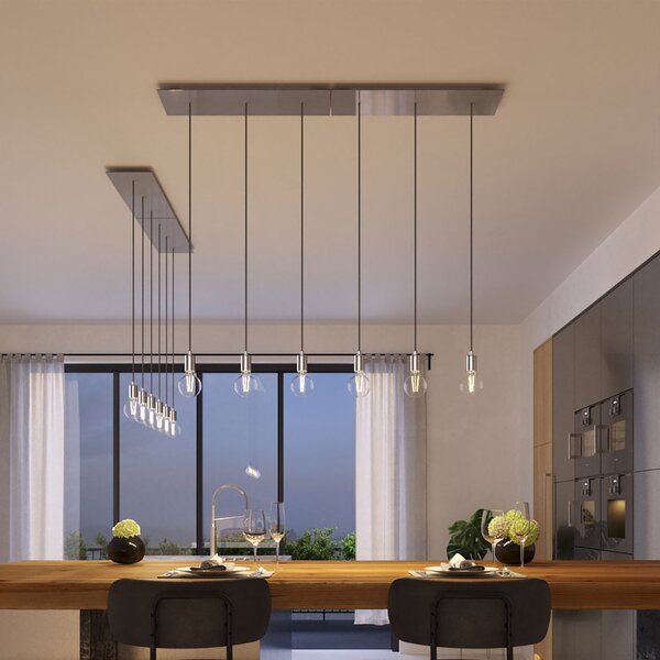 Creative cables Závěsná lampa se 3 světly, s obdélníkovým XXL baldachýnem Rose-one, textilním kabelem a kovovými komponenty Barva: Matný černý dibond