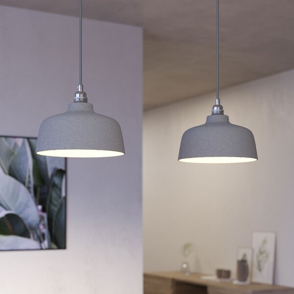 Creative cables Závěsná lampa se 2 světly, s obdélníkovým XXL baldachýnem Rose-one, textilním kabelem a keramickými stínidly Barva: Hladký ocelový dibond