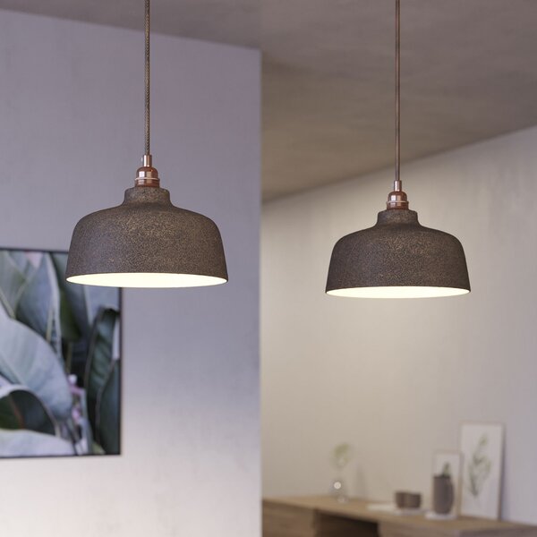 Creative cables Závěsná lampa se 2 světly, s obdélníkovým XXL baldachýnem Rose-one, textilním kabelem a keramickými stínidly Barva: Hladký ocelový dibond